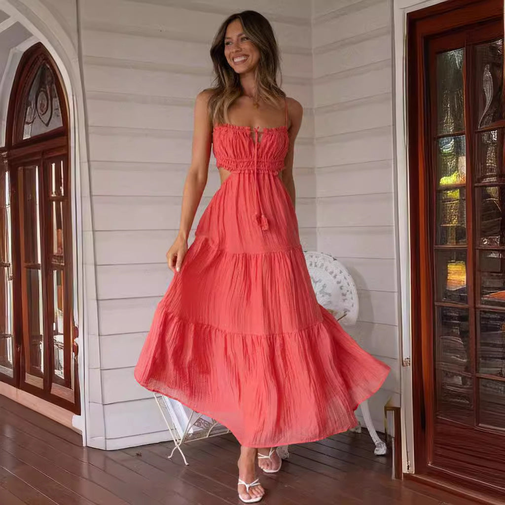 Backless Swing Midi Dress