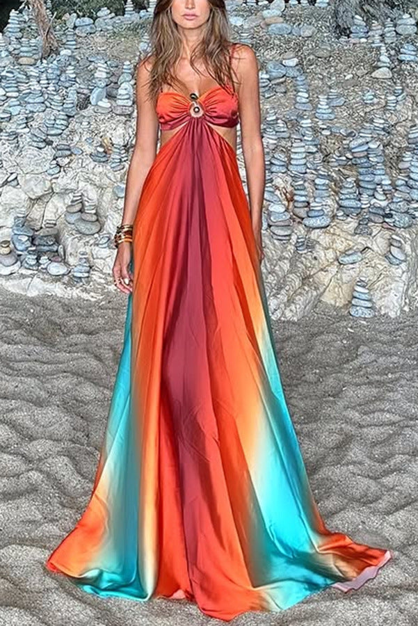 Gradient Halter Maxi Dress