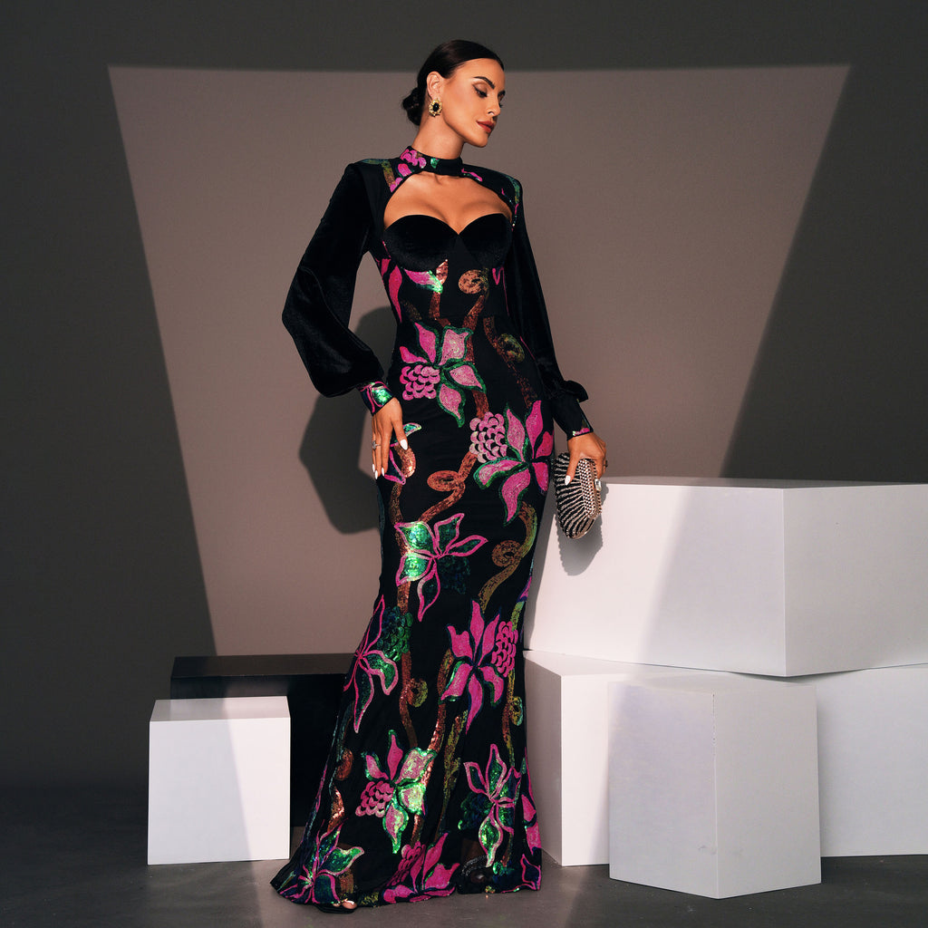 Elegant Maxi Gown with Long Sleeves