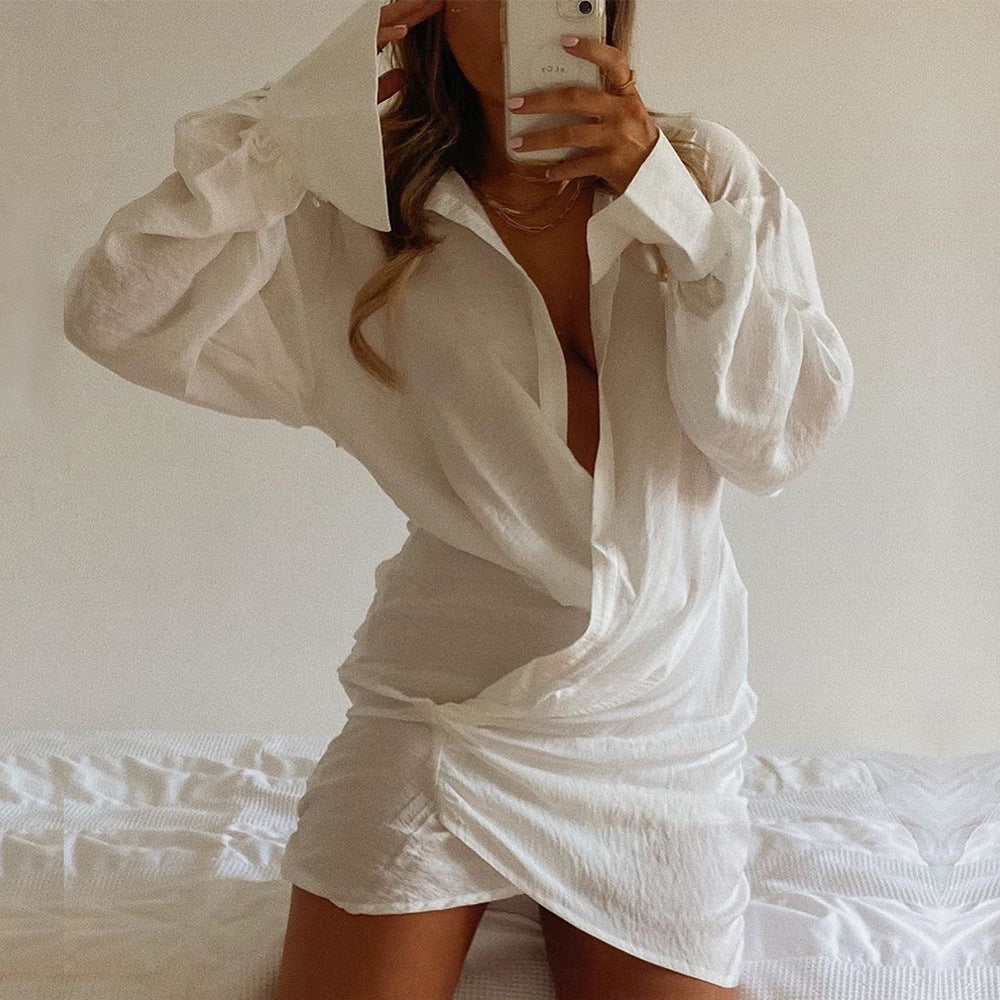 White Linen Shirt Dress